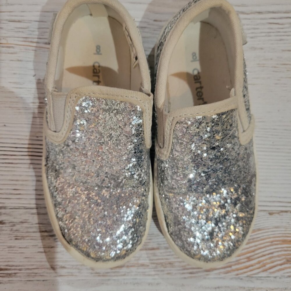 Silver Carter's Slip-on Sneakers - Toddler Size 8 - Picture 4 of 4